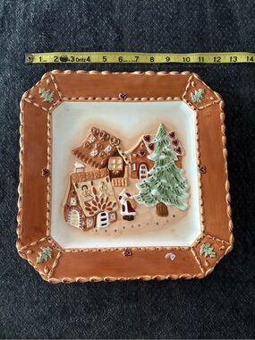 Vintage Villeroy & Boch Ginger Fancy Square Christmas Platter 13.5" Gingerbread